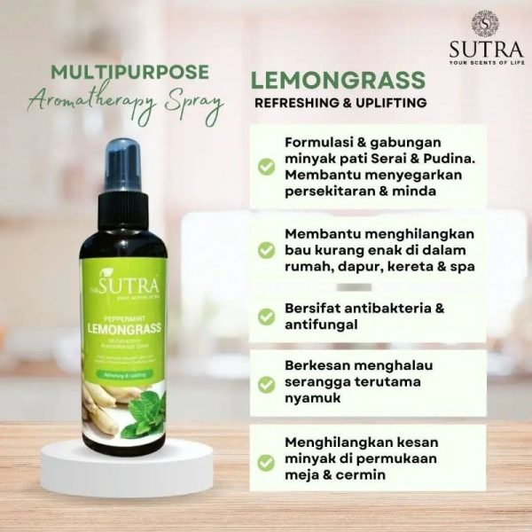 Sutra Multipurpose Aromatherapy Spray 200ml Pandan | Rose | Citrus Berry | Champaca | Lemongrass | Frangipani - Image 6