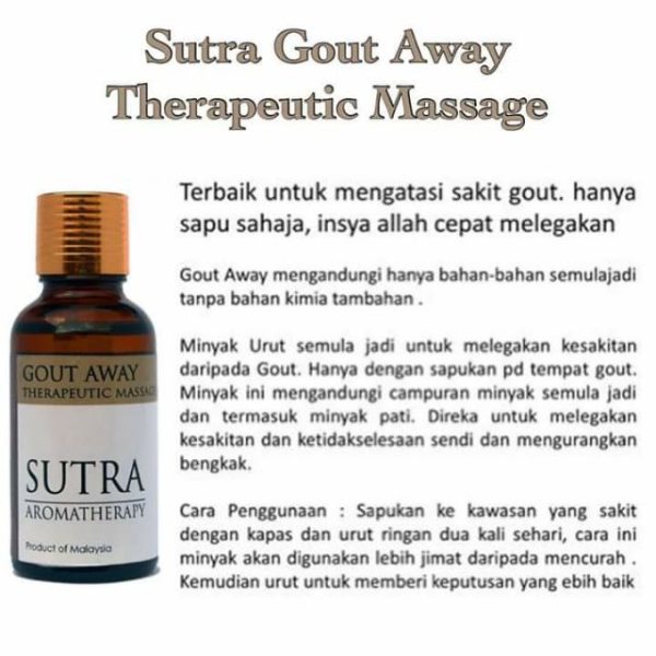 Sutra Gout Away Therapeutic Massage Oil 30ml - Minyak Gout - Image 3