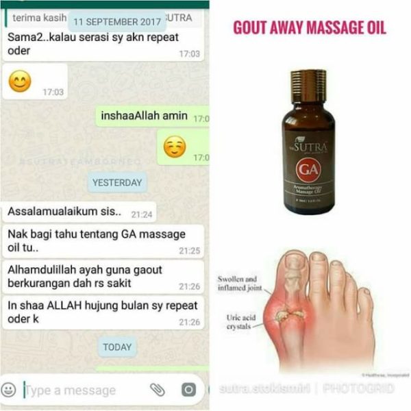 Sutra Gout Away Therapeutic Massage Oil 30ml - Minyak Gout - Image 4